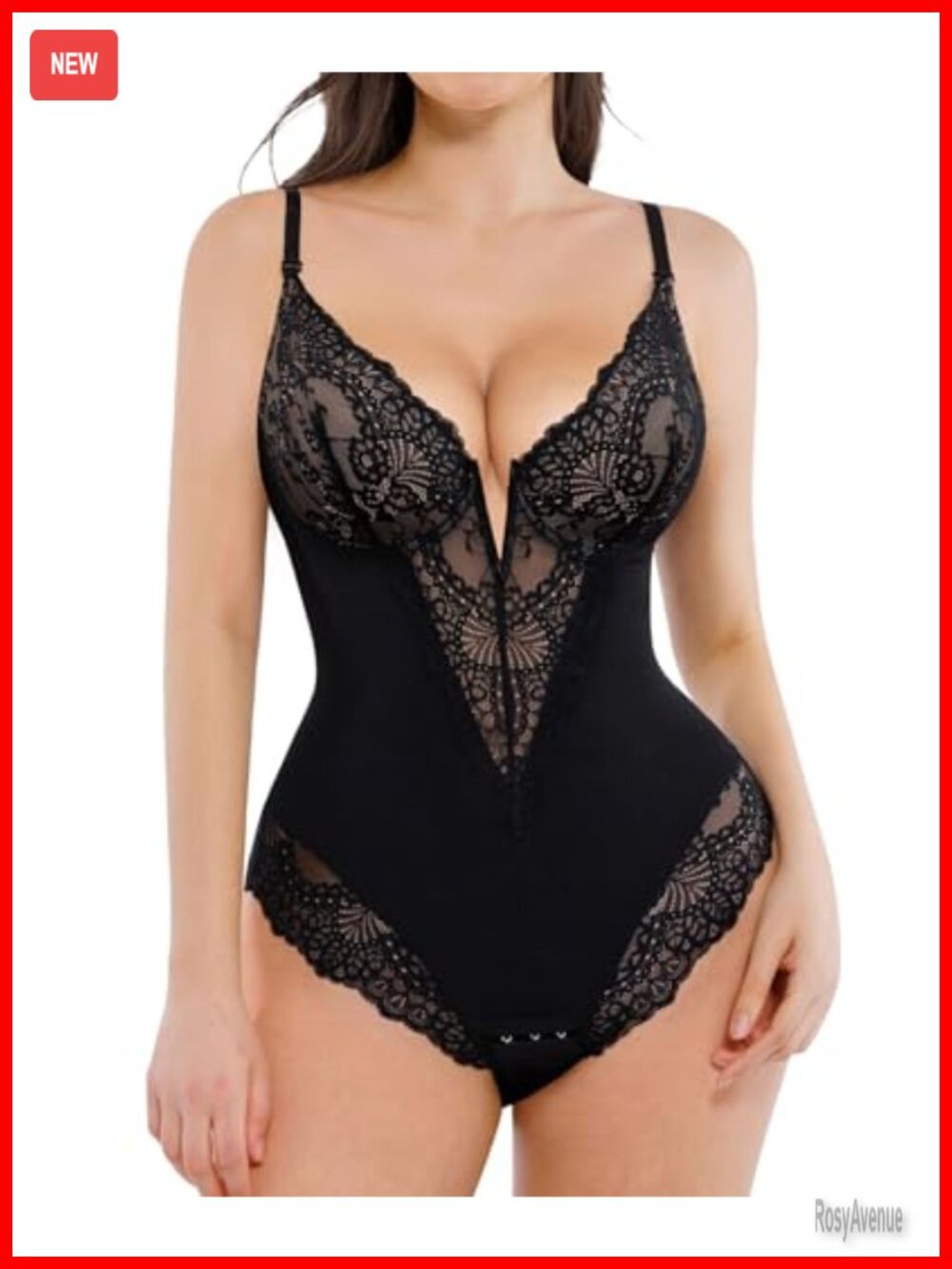 Lace Corset Bodysuit Tummy Control Shapewear Adjustable Straps